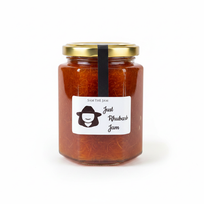 Just Rhubarb Jam - Large jar on white background