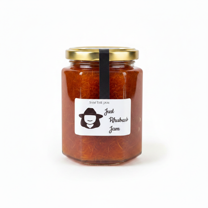 Just Rhubarb Jam - Medium jar on white background
