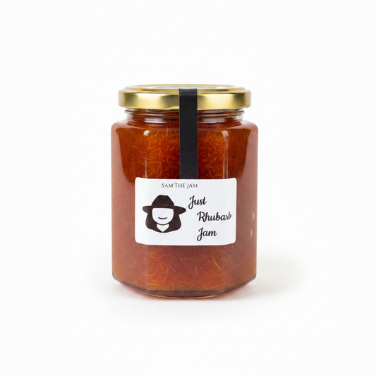 Just Rhubarb Jam - Medium jar on white background