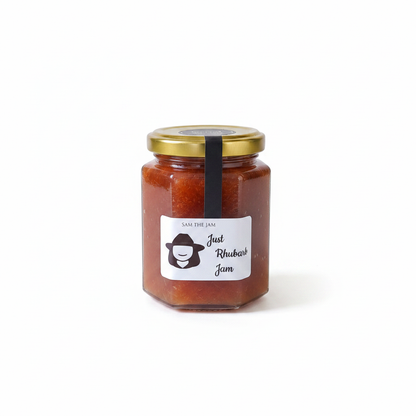 Just Rhubarb Jam - Small jar on white background
